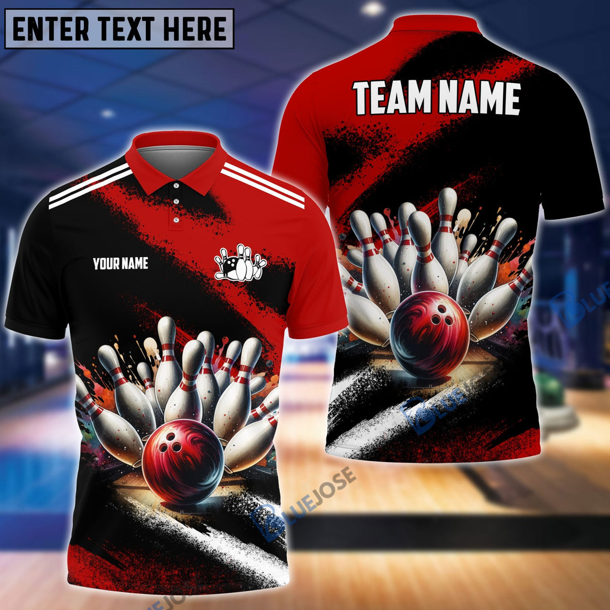 BlueJose Bowling And Pins Marble Pattern Customized Name 3D Shirt (4 Colors)