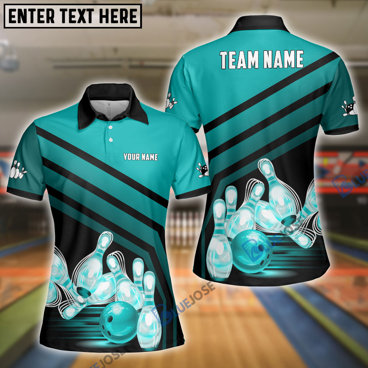 BlueJose Bowling And Pins Windmill Pattern Customized Name 3D Shirt for Women (5 Colors)