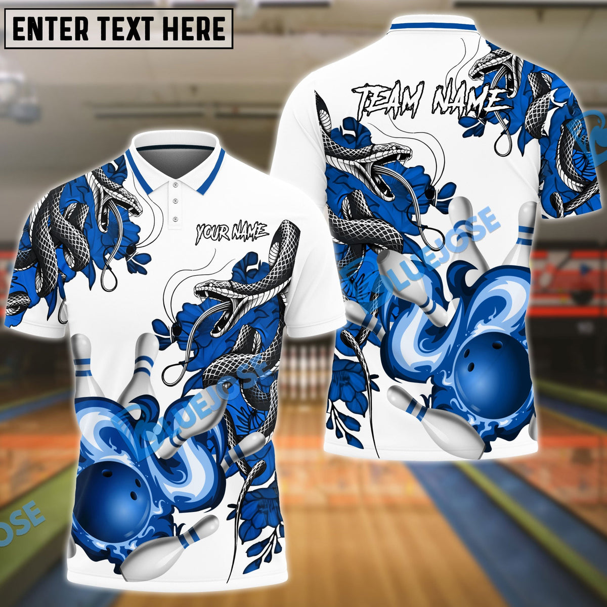 BlueJose Bowling And Pins Snake Pattern Customized Name 3D Shirt (4 Colors)