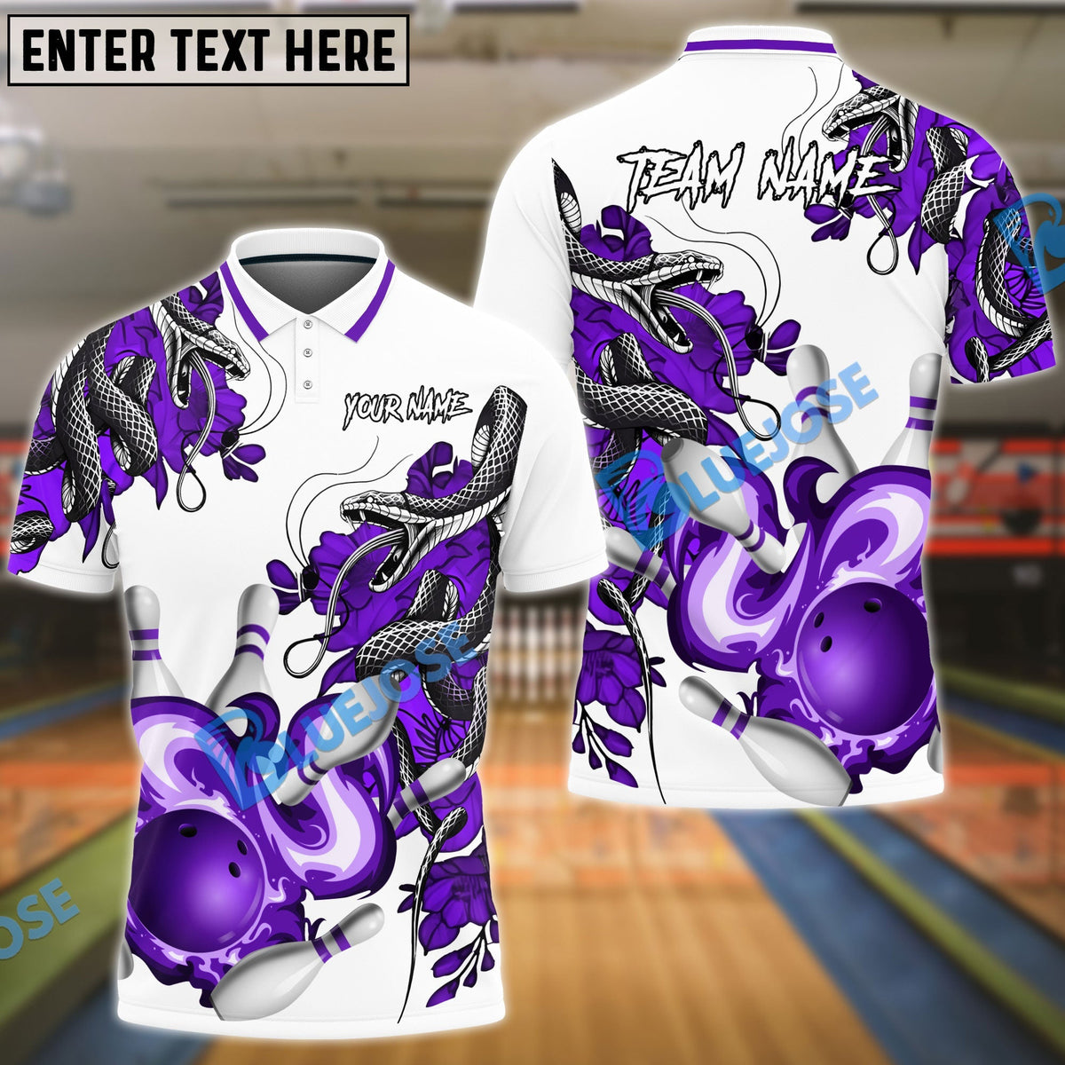 BlueJose Bowling And Pins Snake Pattern Customized Name 3D Shirt (4 Colors)