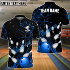 BlueJose Bowling And Pins Break Glass Pattern Customized Name 3D Shirt (5 Colors)