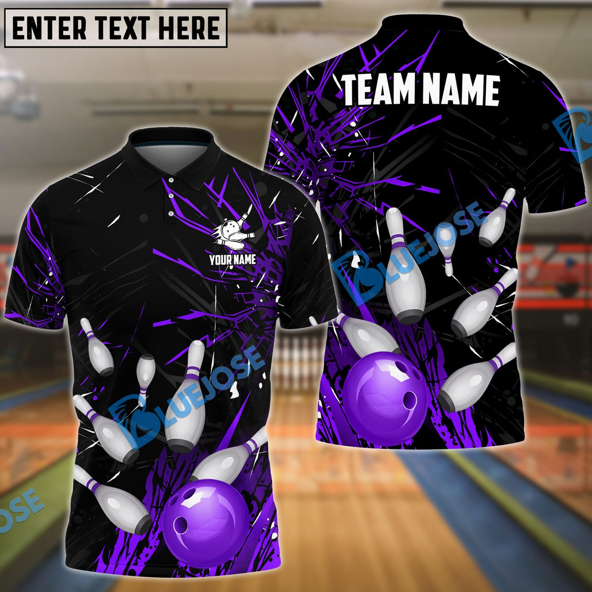 BlueJose Bowling And Pins Break Glass Pattern Customized Name 3D Shirt (5 Colors)