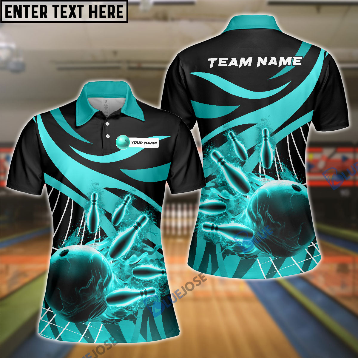 BlueJose Bowling And Pins Broken Pattern Customized Name, Team Name 3D Shirt for Women (4 Colors)