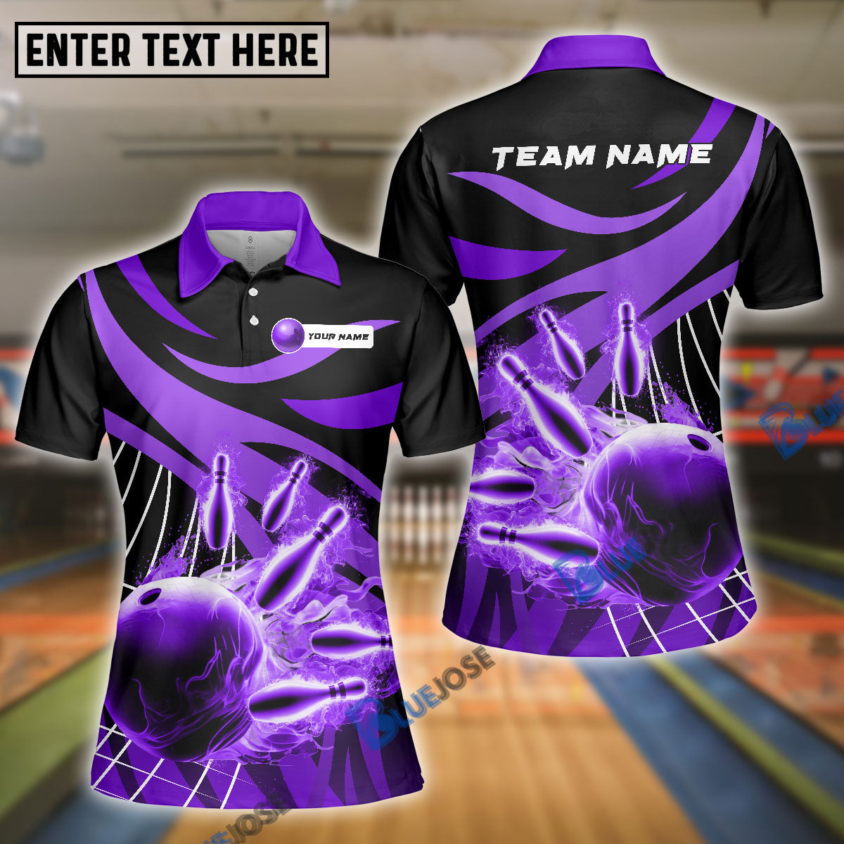 BlueJose Bowling And Pins Broken Pattern Customized Name, Team Name 3D Shirt for Women (4 Colors)