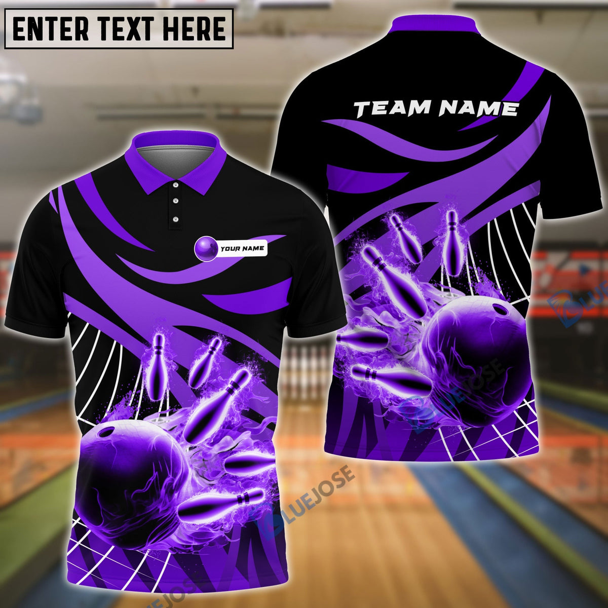BlueJose Bowling And Pins Broken Pattern Customized Name, Team Name 3D Shirt (4 Colors)