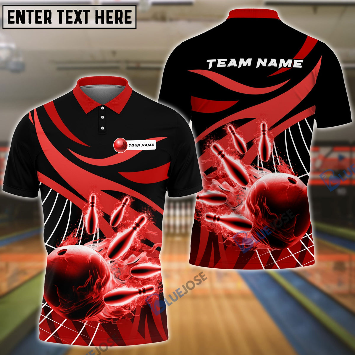 BlueJose Bowling And Pins Broken Pattern Customized Name, Team Name 3D Shirt (4 Colors)