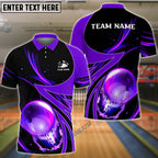 BlueJose Bowling And Pins Galaxy Pattern Customized Name, Team Name 3D Shirt (4 Colors)