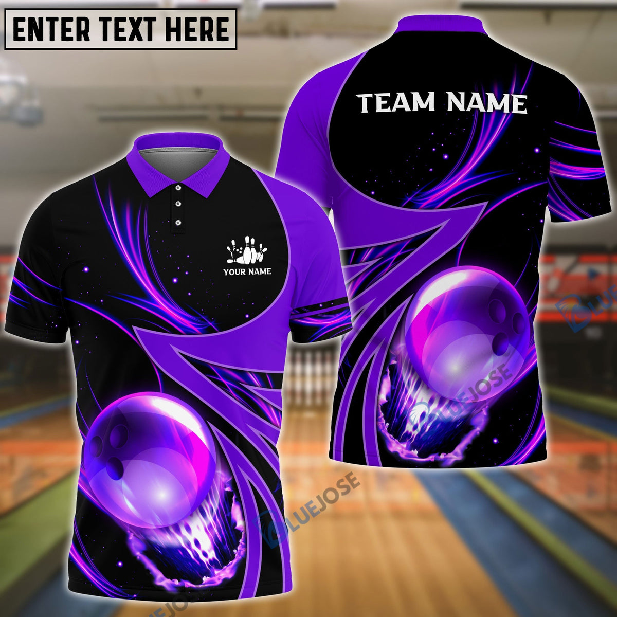 BlueJose Bowling And Pins Galaxy Pattern Customized Name, Team Name 3D Shirt (4 Colors)