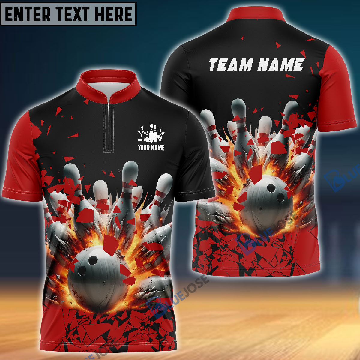 BlueJose Bowling And Pins Diamond Broken Customized Name, Team Name 3D Shirt (4 Colors)