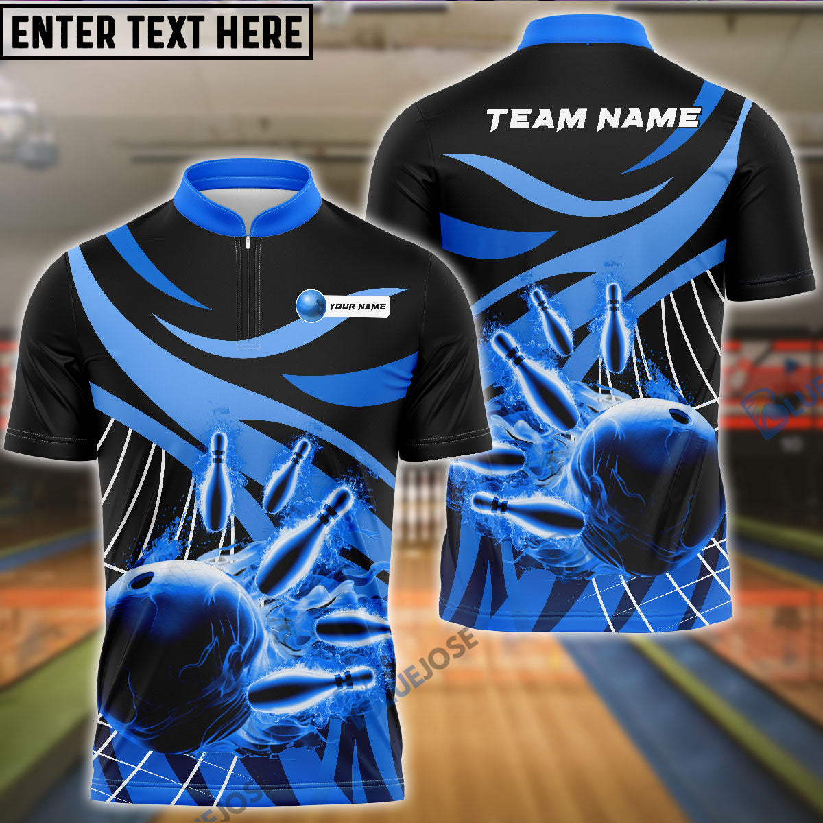 BlueJose Bowling And Pins Broken Pattern Customized Name, Team Name 3D Shirt (4 Colors)