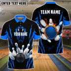 BlueJose Bowling And Pins Monster Pattern Customized Name, Team Name 3D Shirt (4 Colors)