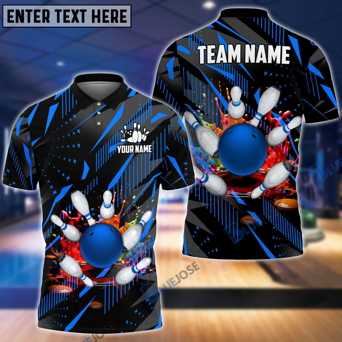 BlueJose Bowling And Pins Classic Fireworks Customized Name 3D Shirt (4 Colors)