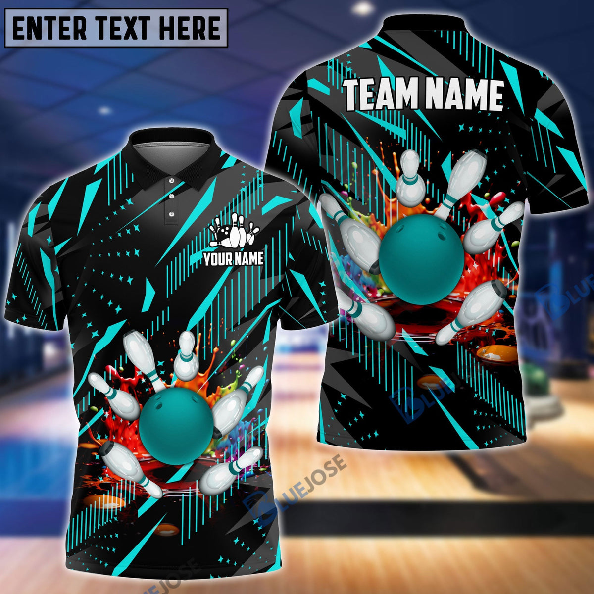 BlueJose Bowling And Pins Classic Fireworks Customized Name 3D Shirt (4 Colors)