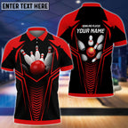 BlueJose Red Bowling Ball Crashing The Pins Personalized Name 3D Shirt