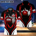 BlueJose Bowling With Red Balland Bowl Pins Personalized Name 3D Shirt