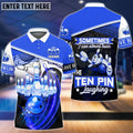 BlueJose The Blue Bowling Ball Crashing The Pins Pattern Personalized Name 3D Shirt (2 Colors), Personalized Shirts For Bowling Players