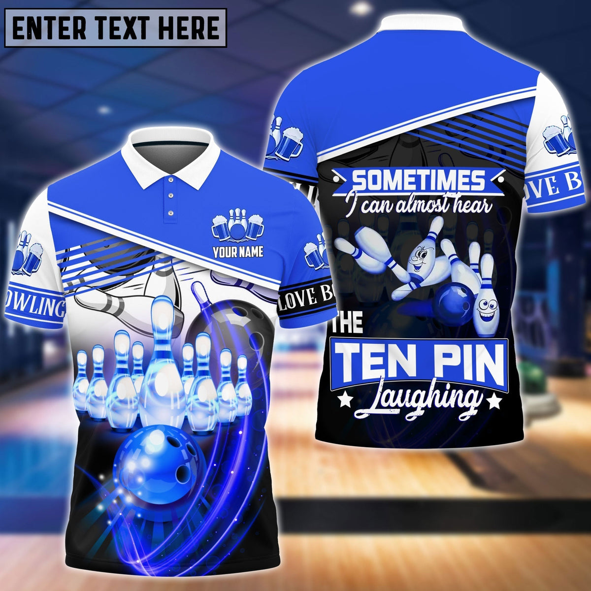 BlueJose The Blue Bowling Ball Crashing The Pins Pattern Personalized Name 3D Shirt (2 Colors), Personalized Shirts For Bowling Players