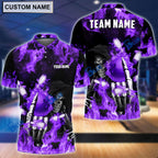 BlueJose Personalized Name and Team Name Fire Skull Bowling and Pins 3D Shirt