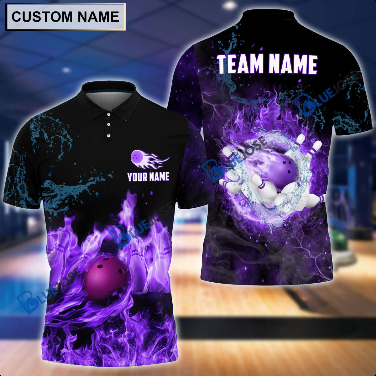 BlueJose Personalized Name and Team Name Fire Light Bowling Player Multicolor 3D Shirt