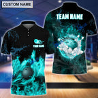 BlueJose Personalized Name and Team Name Fire Light Bowling Player Multicolor 3D Shirt