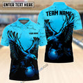 BlueJose Bowling And Pins Eagle Blue Customized Name 3D Shirt