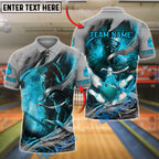 BlueJose Bowling And Pins Spartan Warrior Flame Customized Name, Team Name 3D Shirt (4 Colors)