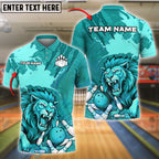 BlueJose Bowling And Pins Roaring Lion Strike Customized Name, Team Name 3D Shirt (4 Colors)