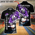 BlueJose Bowling And Pins Tiger Strike Customized Name, Team Name 3D Shirt (4 Colors)