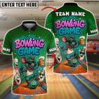 BlueJose Bowling Cool Mouse Customized Name, Team Name 3D Shirt (4 Colors)