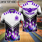 BlueJose Bowling & Pins Fire Wings Strike Design Customized Name, Team Name 3D Shirt (4 Colors)