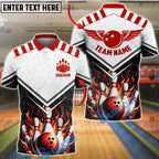 BlueJose Bowling & Pins Fire Wings Strike Design Customized Name, Team Name 3D Shirt (4 Colors)