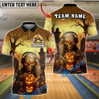 BlueJose Bowling And Pins Skull Halloween Pattern Customized Name, Team Name 3D Shirt (4 Colors)