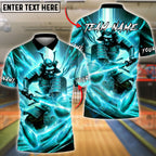 BlueJose Bowling & Pins Samurai Warrior Energy Slash Customized Name, Team Name 3D Shirt (4 Colors)