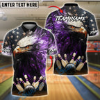 BlueJose Bowling American Eagle Power Strike Customized Name, Team Name 3D Shirt (4 Colors)