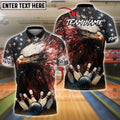 BlueJose Bowling American Eagle Power Strike Customized Name, Team Name 3D Shirt (4 Colors)