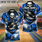 BlueJose Bowling And Pins Spiked Monster Skull Splash Customized Name, Team Name 3D Shirt (6 Colors)