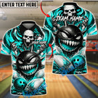 BlueJose Bowling And Pins Spiked Monster Skull Splash Customized Name, Team Name 3D Shirt (6 Colors)