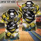 BlueJose Bowling And Pins Spiked Monster Skull Splash Customized Name, Team Name 3D Shirt (6 Colors)