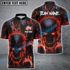 BlueJose Bowling And Pins Flame Skull Multicolor Customized Name 3D Shirt (4 Colors)