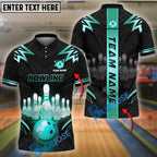BlueJose Bowling And Pins Strike Premium Customized Name, Team Name 3D Shirt (4 Colors)