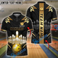 BlueJose Bowling And Pins Strike Premium Customized Name, Team Name 3D Shirt (4 Colors)