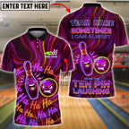 BlueJose Bowling & Pins Neon Laughing Pin & Ball Graphic Customized Name, Team Name 3D Shirt (4 Colors)