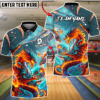 BlueJose Bowling Cosmic Dragon Mythic Flame Customized Name, Team Name 3D Shirt (4 Colors)