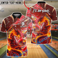 BlueJose Bowling Cosmic Dragon Mythic Flame Customized Name, Team Name 3D Shirt (4 Colors)