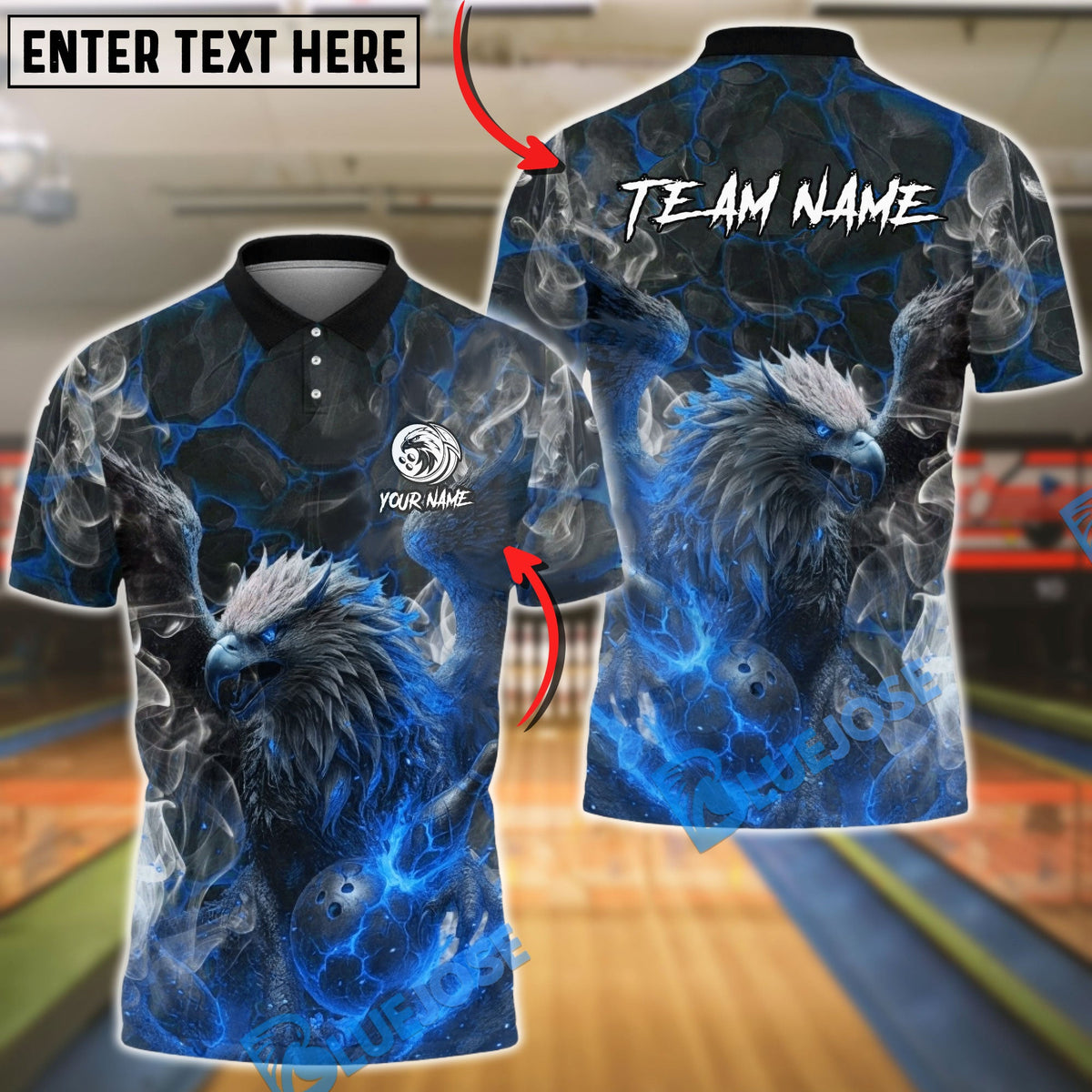 BlueJose Bowling Fire Griffin Lava Beast Customized Name, Team Name 3D Shirt (4 Colors)