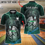 BlueJose Bowling Odin Rune Lightning Graphic Customized Name, Team Name 3D Shirt (4 Colors)