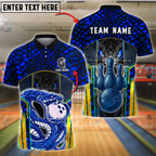 BlueJose Bowling And Pins Snake Reptile Skin Graphic Customized Name, Team Name 3D Shirt (6 Colors)
