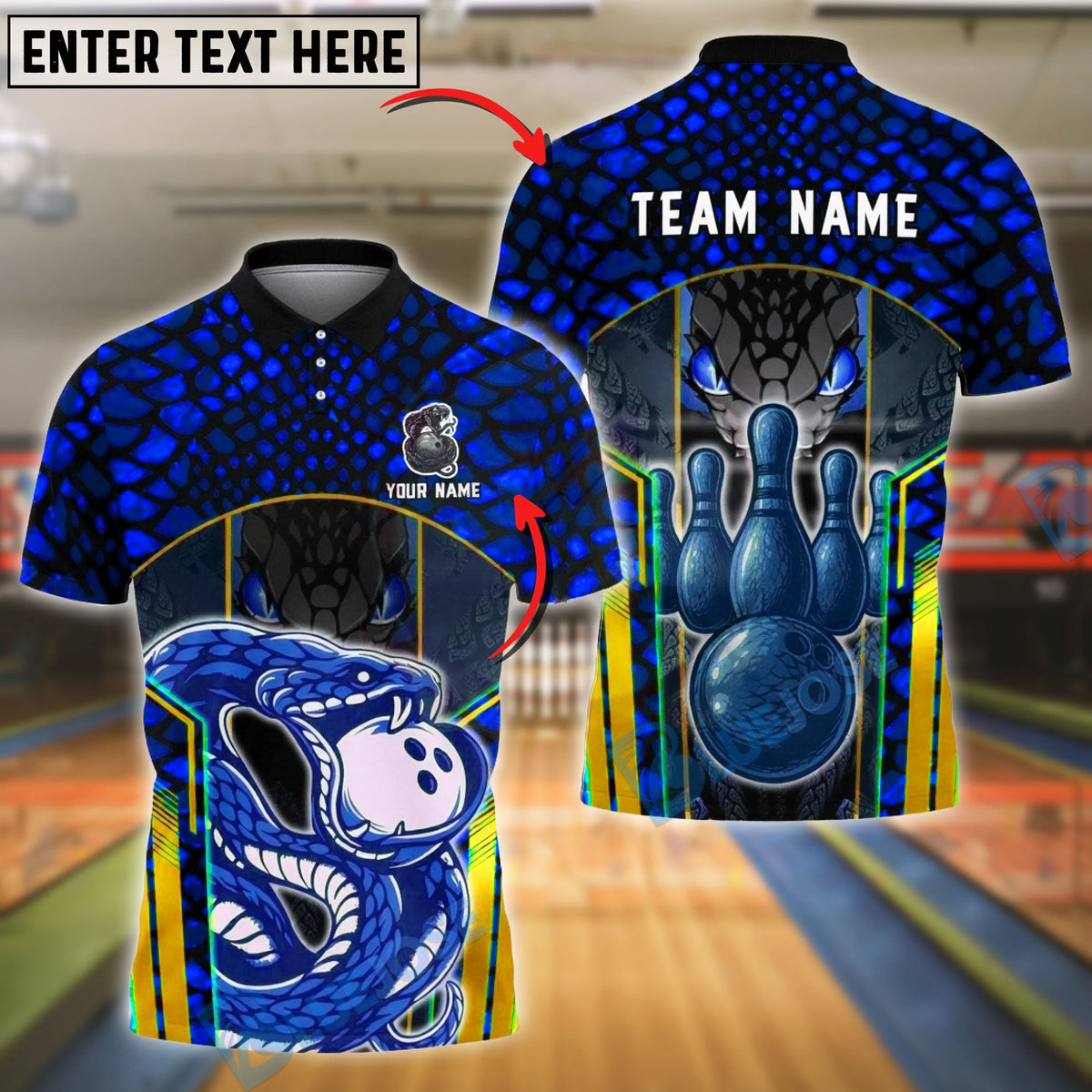 BlueJose Bowling And Pins Snake Reptile Skin Graphic Customized Name, Team Name 3D Shirt (6 Colors)