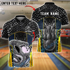 BlueJose Bowling And Pins Snake Reptile Skin Graphic Customized Name, Team Name 3D Shirt (6 Colors)