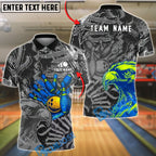 BlueJose Bowling And Pins Eagle Grunge Graphic Customized Name, Team Name 3D Shirt (4 Colors)
